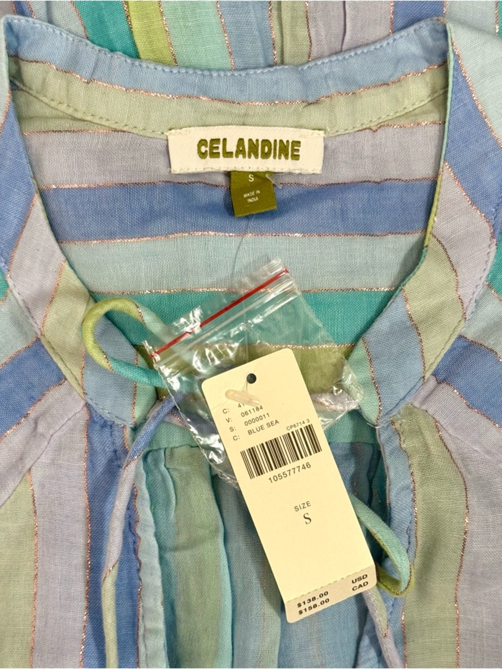 Anthropologie Coastal Boho Celandine Blue Sea Stripe Maxi Dress NWT S Flowy - Picture 11 of 11